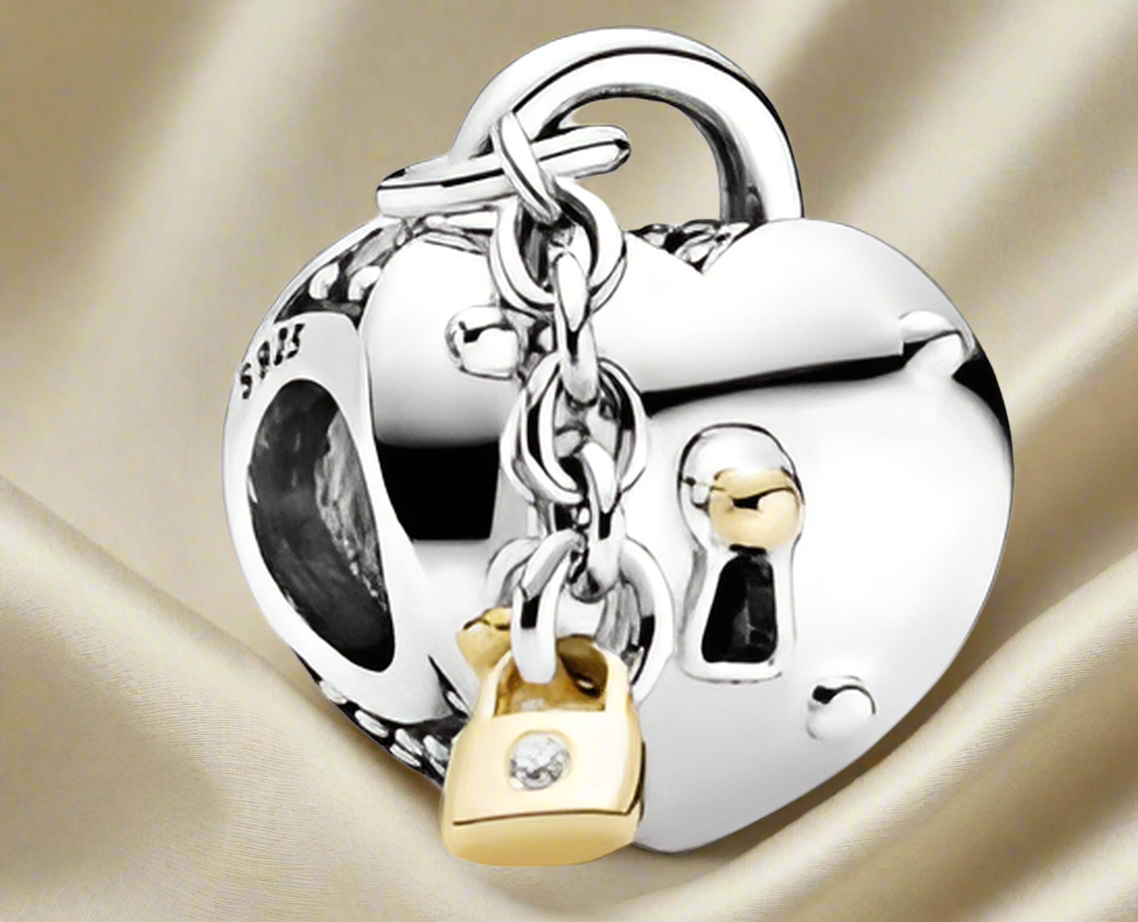 Two-tone Heart Lock Charm