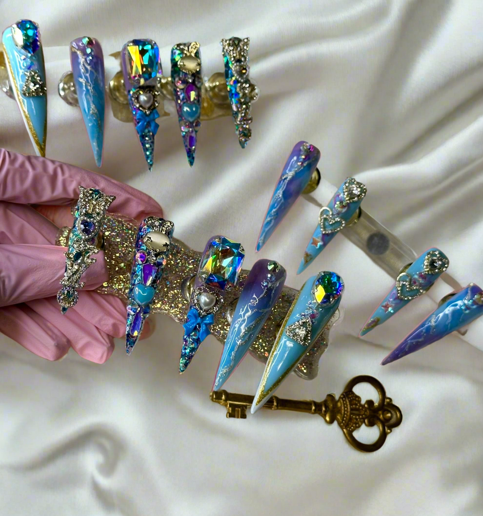 Luxury Handmade Freestyle Acrylic Press-On Nails | 10-Piece Set