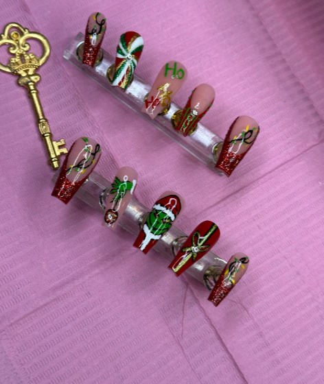 Luxury Festive Handmade Custom Acrylic Press-On Nails | 10-Piece Seasonal Set