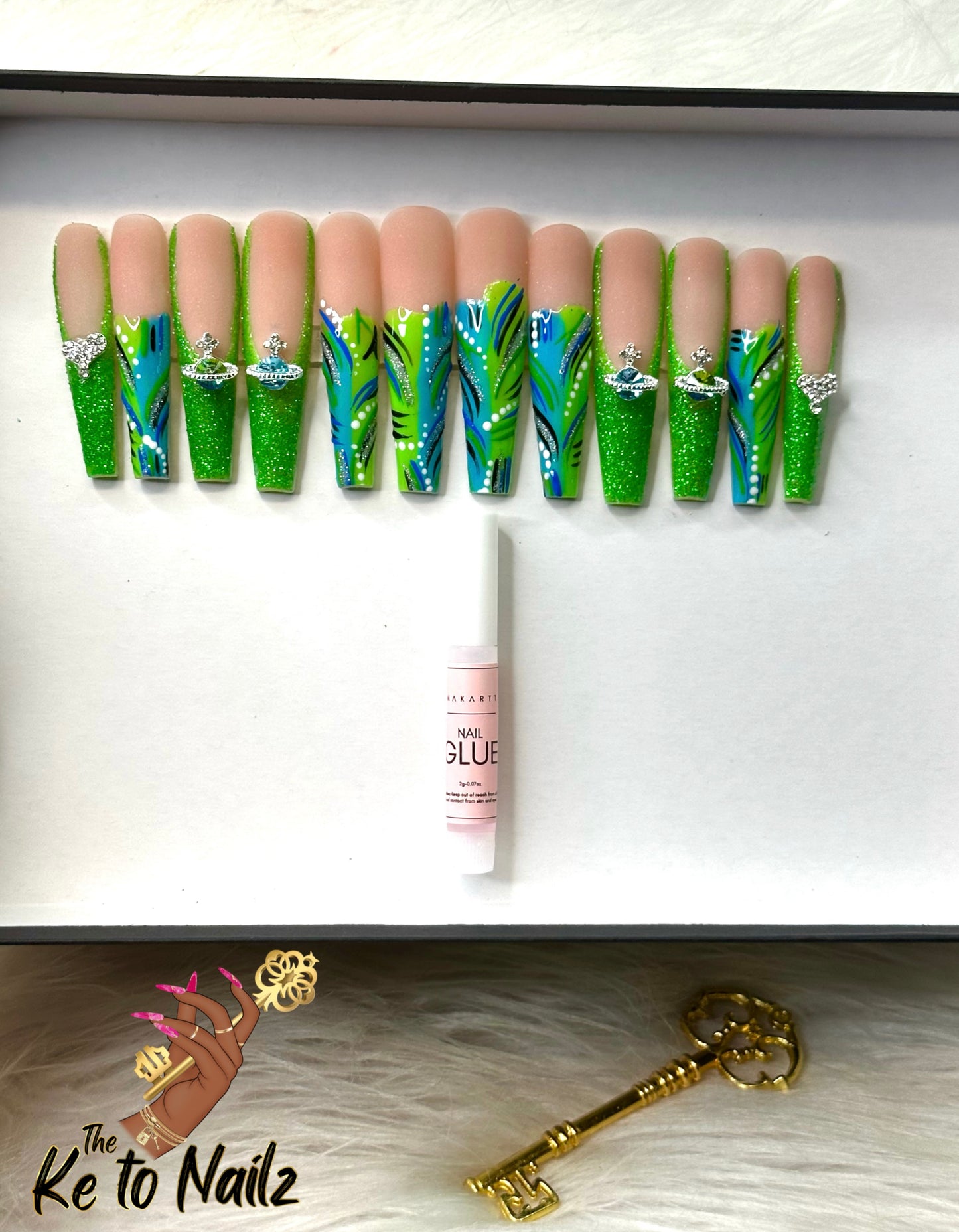 Luxury Handmade Freestyle Acrylic Press-On Nails | 10-Piece Set