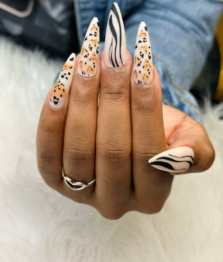 Nude with Black & Animal Print Design