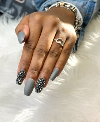 Solid Grey with Accent Rhinestones