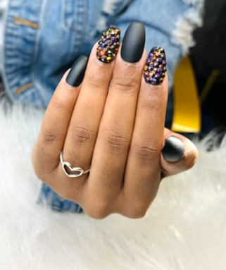 Solid Black with Rhinestones
