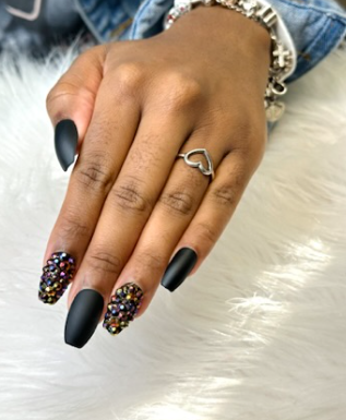 Solid Black with Rhinestones