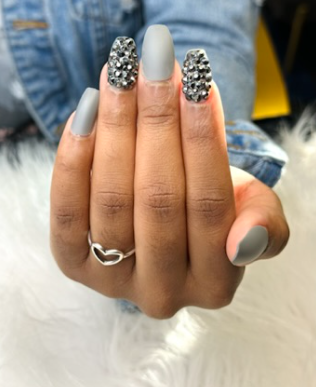 Solid Grey with Accent Rhinestones